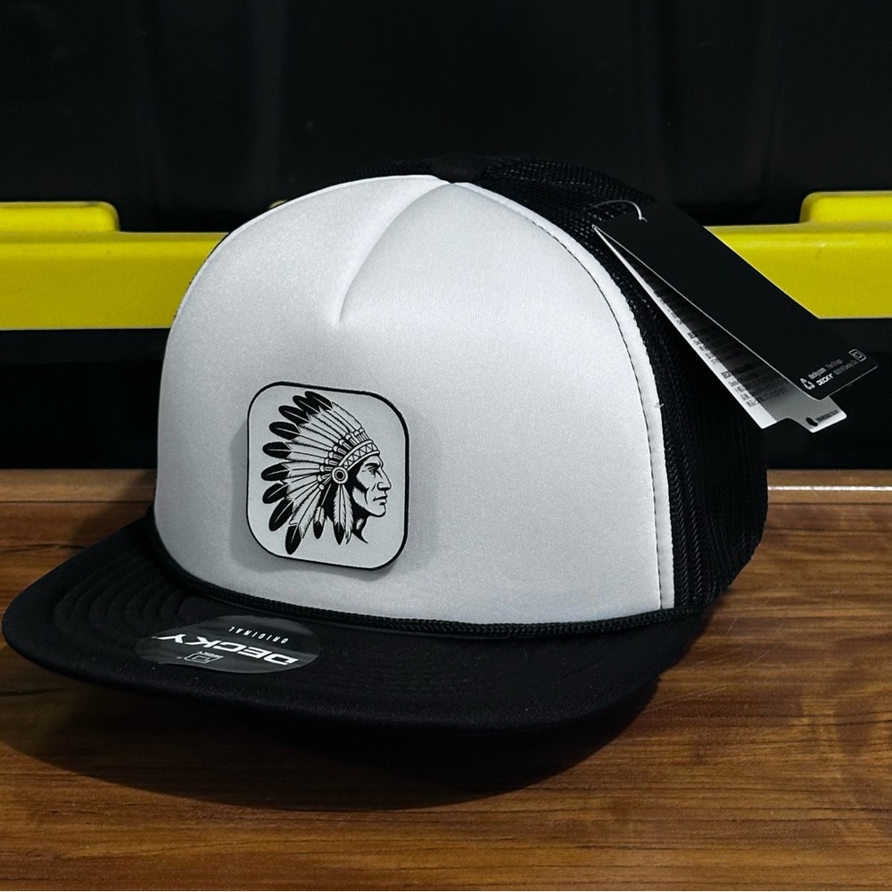 Native American Trucker Hat Style SnapBack Black And White